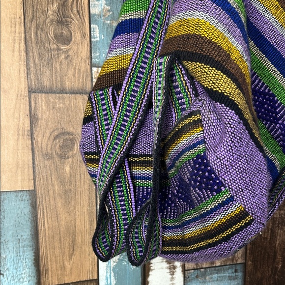 Striped Purple and Green tribal pull sack Backpack - Picture 16 of 16